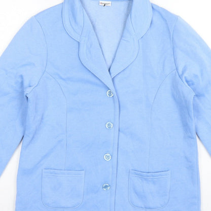 Damart Women Blue UK 16 Fleece Jacket Button Front Pockets