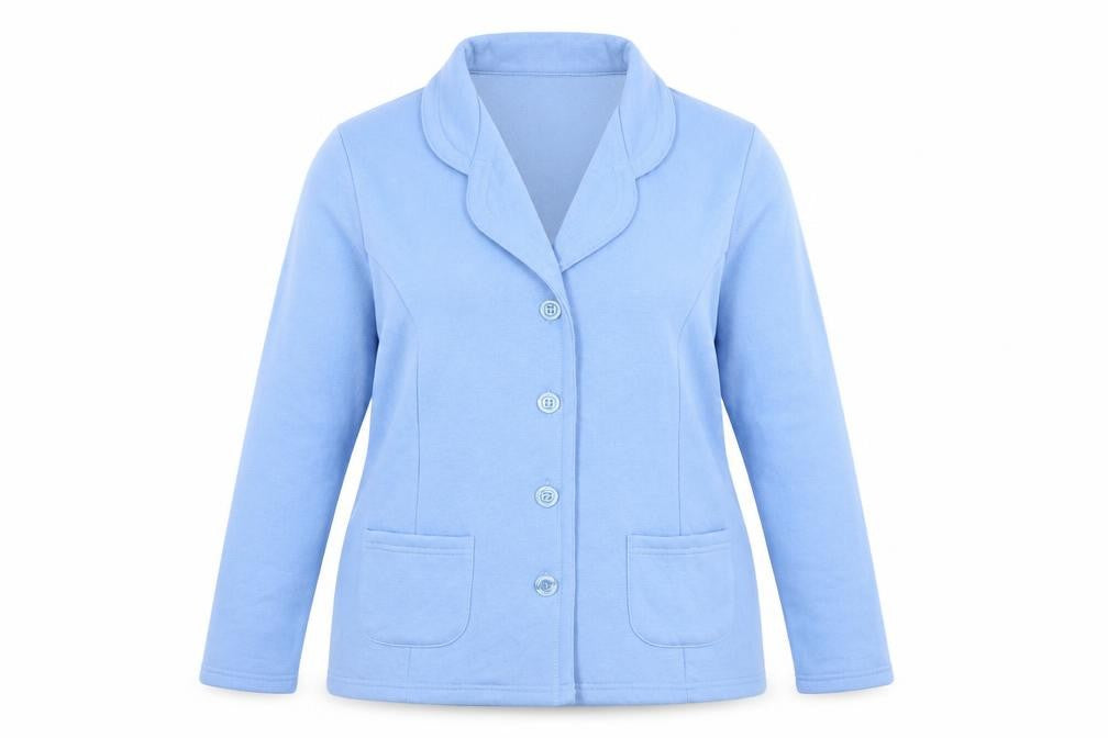 Damart Women Blue UK 16 Fleece Jacket Button Front Pockets