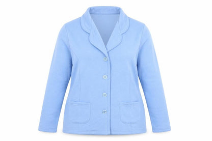 Damart Women Blue UK 16 Fleece Jacket Button Front Pockets