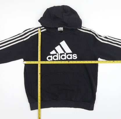 adidas Boys Black 13-14 Years Pullover Hoodie Logo 3 Stripe