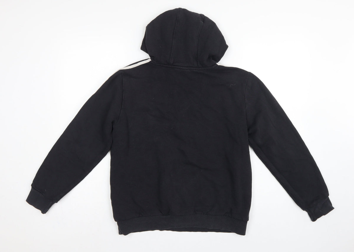 adidas Boys Black 13-14 Years Pullover Hoodie Logo 3 Stripe