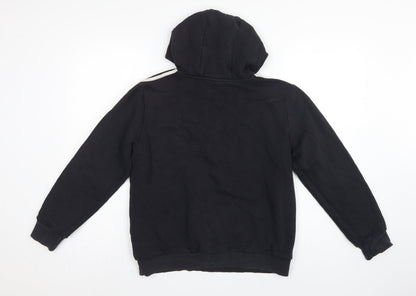adidas Boys Black 13-14 Years Pullover Hoodie Logo 3 Stripe