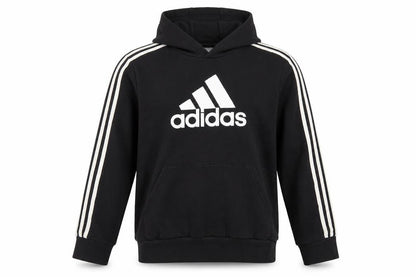 adidas Boys Black 13-14 Years Pullover Hoodie Logo 3 Stripe