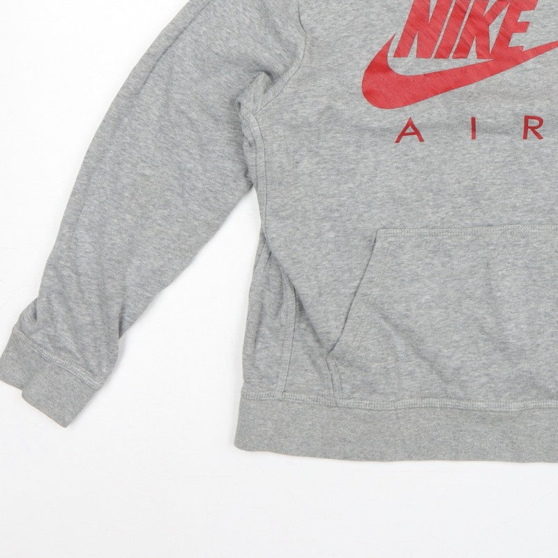 Nike Boys Grey 12-13 Years Pullover Sweatshirt Logo Fleece Kangaroo Pocket