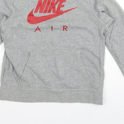 Nike Boys Grey 12-13 Years Pullover Sweatshirt Logo Fleece Kangaroo Pocket