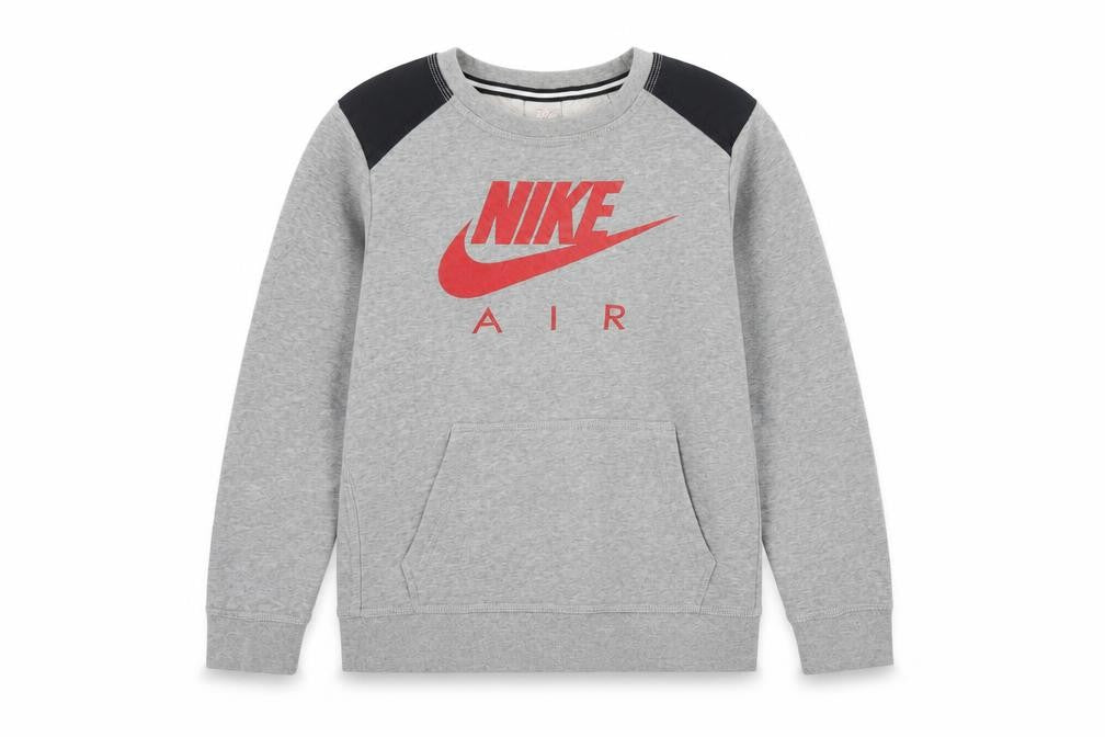 Nike Boys Grey 12-13 Years Pullover Sweatshirt Logo Fleece Kangaroo Pocket