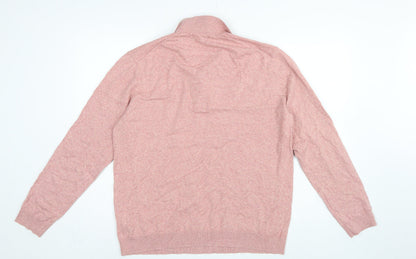 Marks and Spencer Men's Pink L Cotton Rich Collared Henley Jumper