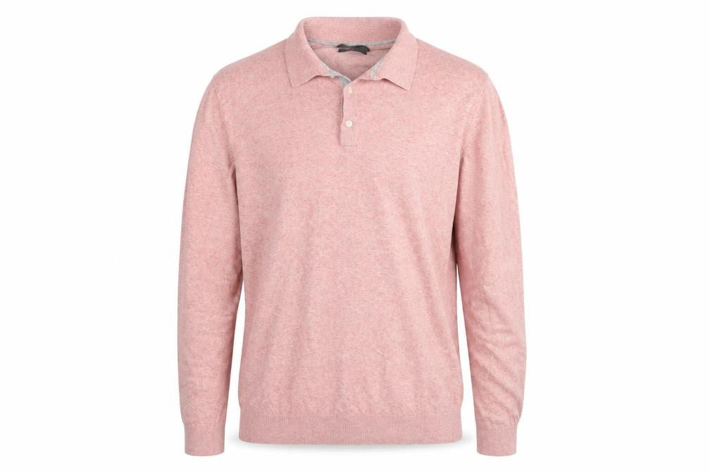Marks and Spencer Men's Pink L Cotton Rich Collared Henley Jumper