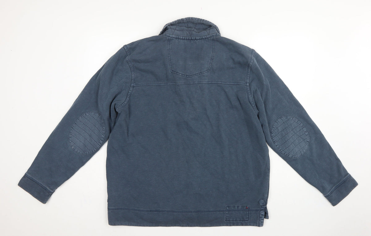 Fat Face Men’s Blue L Collared Henley Sweatshirt Embroidered Logo