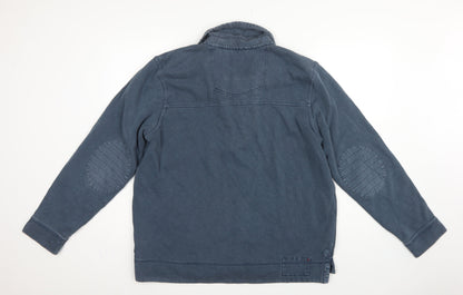Fat Face Men’s Blue L Collared Henley Sweatshirt Embroidered Logo