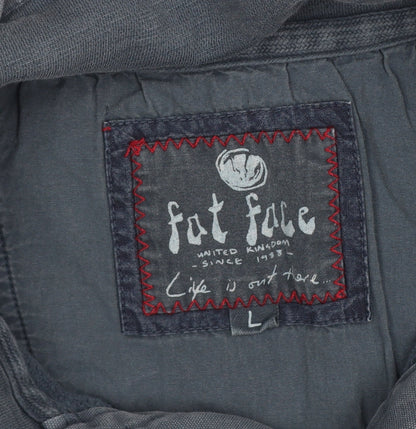 Fat Face Men’s Blue L Collared Henley Sweatshirt Embroidered Logo