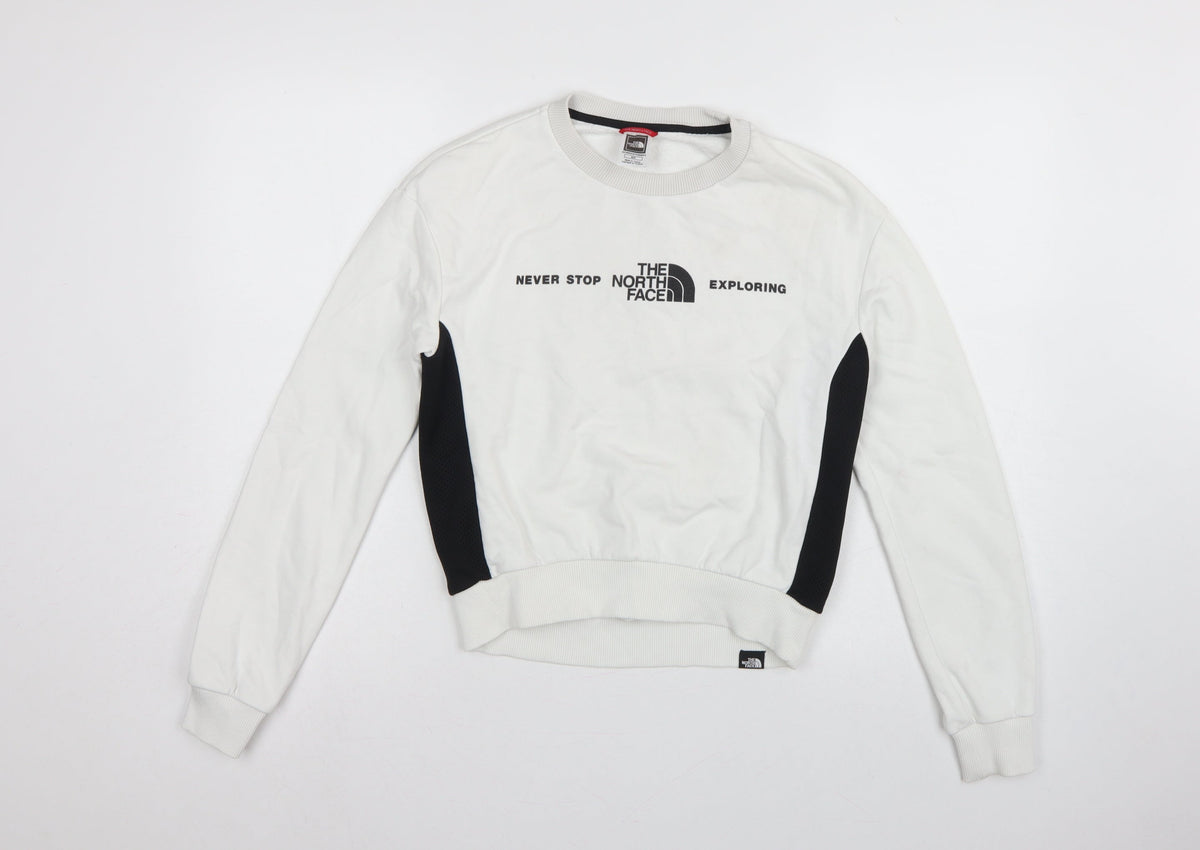 The North Face Women White S Pullover Sweatshirt Logo Colourblock Fleece