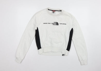 The North Face Women White S Pullover Sweatshirt Logo Colourblock Fleece