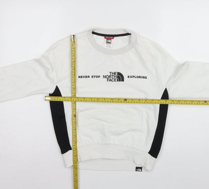 The North Face Women White S Pullover Sweatshirt Logo Colourblock Fleece