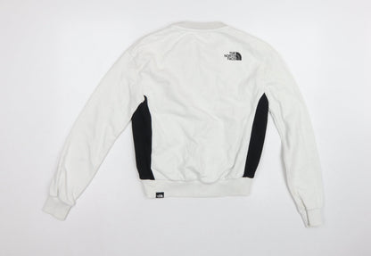 The North Face Women White S Pullover Sweatshirt Logo Colourblock Fleece