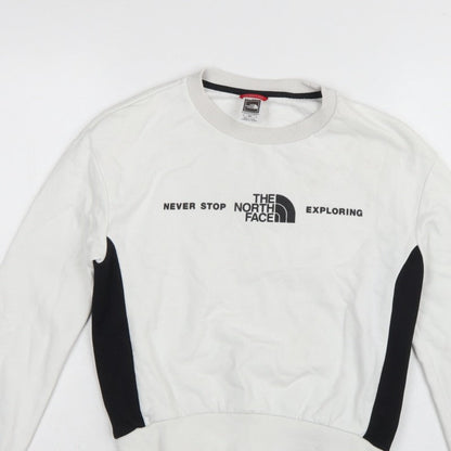 The North Face Women White S Pullover Sweatshirt Logo Colourblock Fleece