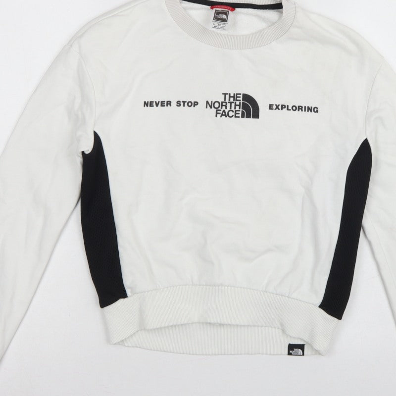 The North Face Women White S Pullover Sweatshirt Logo Colourblock Fleece