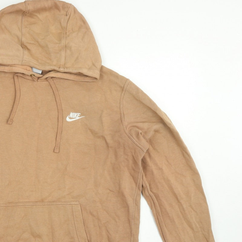 Nike Men’s Beige Large Pullover Hoodie Logo Fleece Pocket