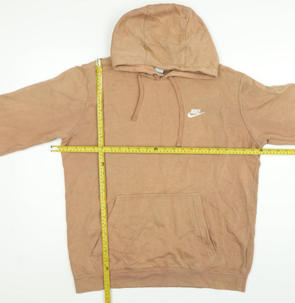 Nike Men’s Beige Large Pullover Hoodie Logo Fleece Pocket