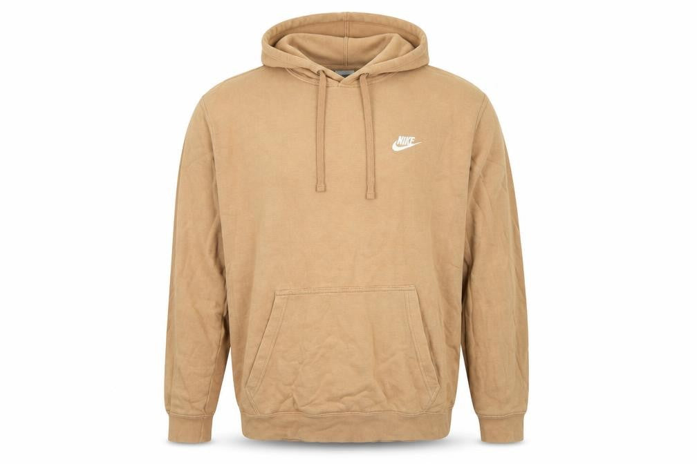 Nike Men’s Beige Large Pullover Hoodie Logo Fleece Pocket