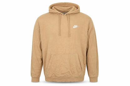 Nike Men’s Beige Large Pullover Hoodie Logo Fleece Pocket