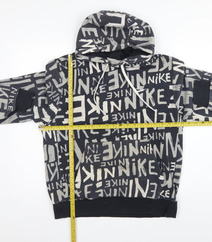 Nike Teens Black Grey Graphic Print Pullover Hoodie M