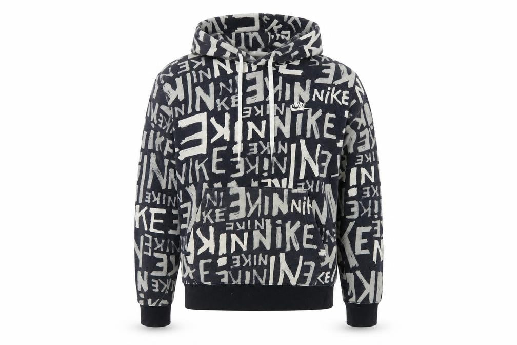Nike Teens Black Grey Graphic Print Pullover Hoodie M