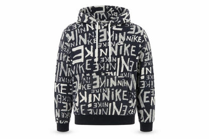 Nike Teens Black Grey Graphic Print Pullover Hoodie M
