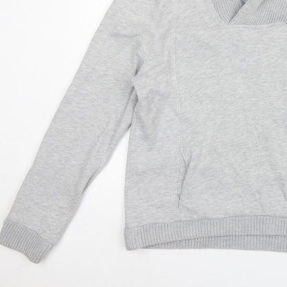 H&M Men’s Grey L Pullover High Neck Sweatshirt Cotton Blend Pockets