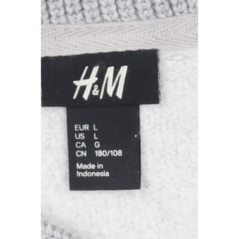 H&M Men’s Grey L Pullover High Neck Sweatshirt Cotton Blend Pockets