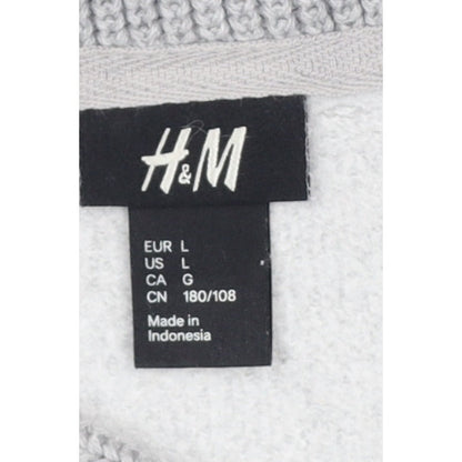 H&M Men’s Grey L Pullover High Neck Sweatshirt Cotton Blend Pockets