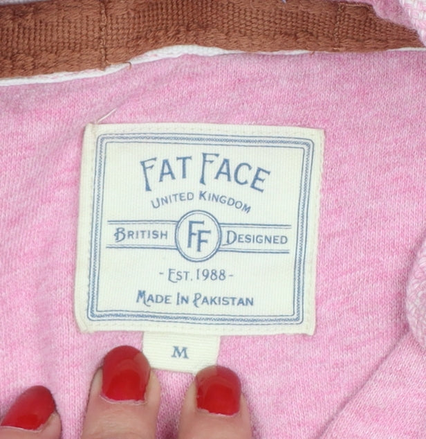 Fat Face Women’s Pink M Pullover Hoodie Drawstring Pockets Cotton Blend