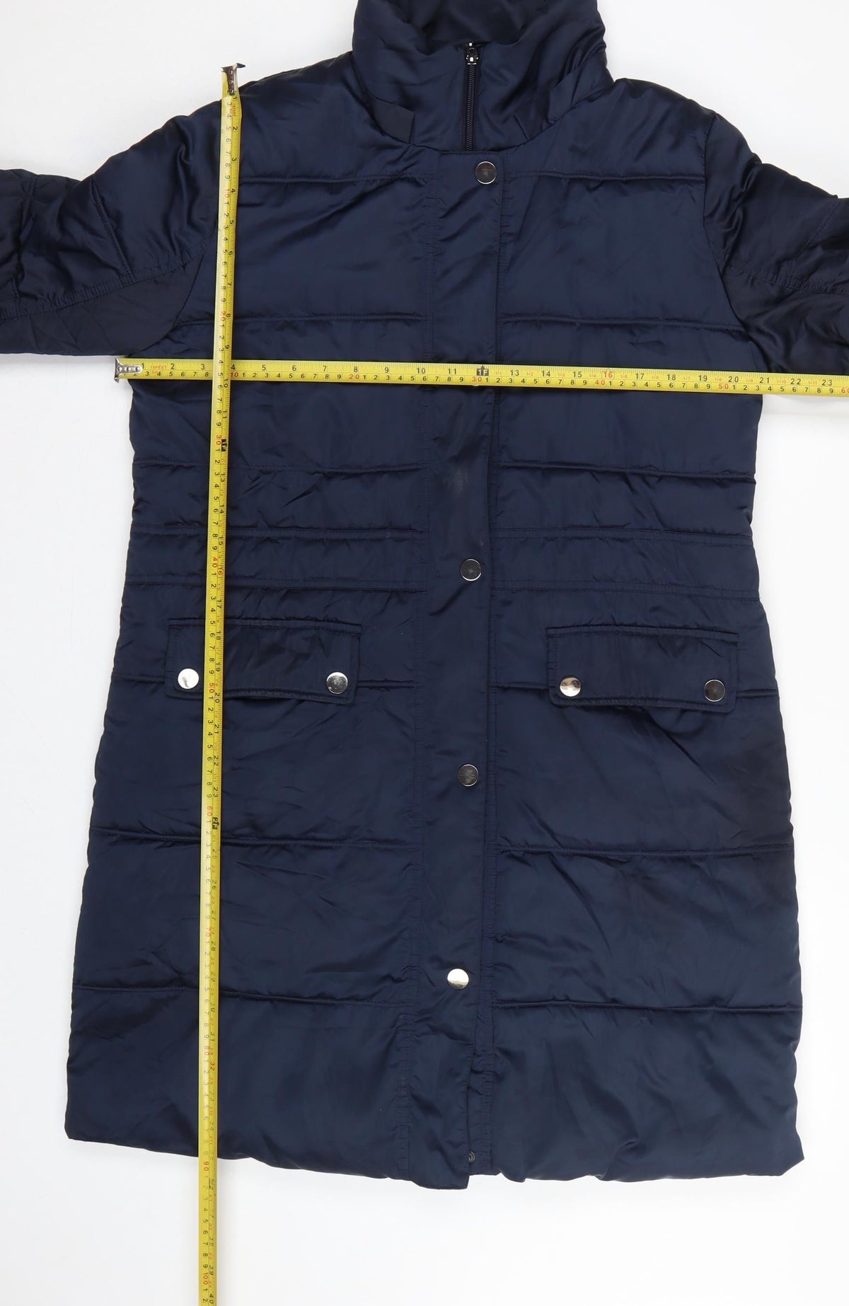 Centigrade Women Blue S Long Puffer Quilted Polyester Coat