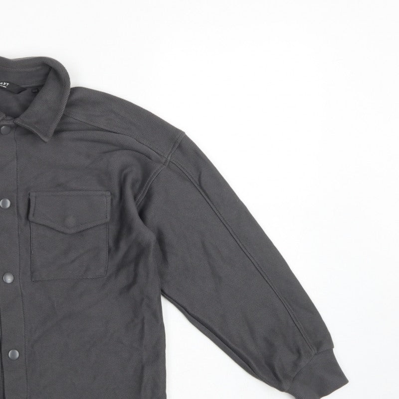 Next Boys Grey 9 Years Basic Button-Up Long Sleeve Cotton Shirt