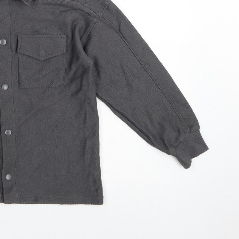 Next Boys Grey 9 Years Basic Button-Up Long Sleeve Cotton Shirt
