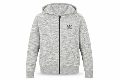 Adidas Originals Women Grey Marl UK 10 Full Zip Hooded Logo Hoodie