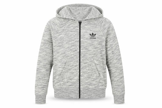 Adidas Originals Women Grey Marl UK 10 Full Zip Hooded Logo Hoodie