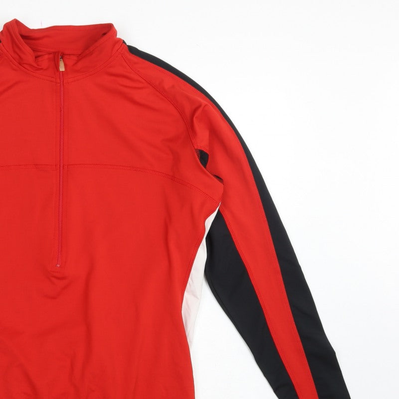 Crane Bike Men's Red Large 1/4 Zip Cycling Track Jacket Stretch
