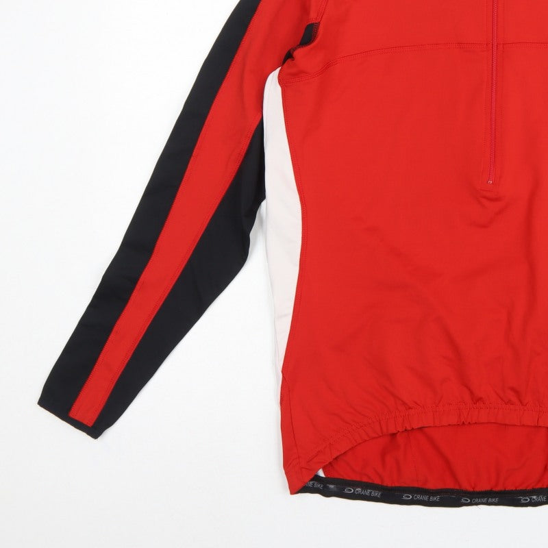 Crane Bike Men's Red Large 1/4 Zip Cycling Track Jacket Stretch