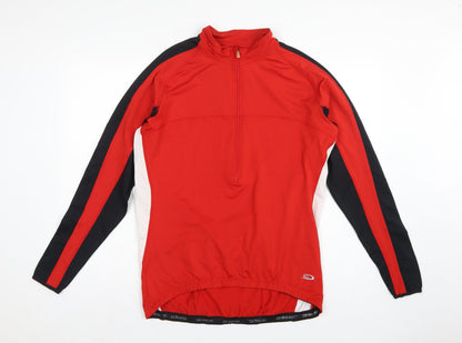 Crane Bike Men's Red Large 1/4 Zip Cycling Track Jacket Stretch