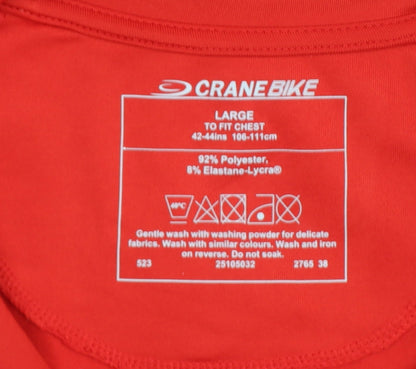 Crane Bike Men's Red Large 1/4 Zip Cycling Track Jacket Stretch