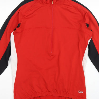 Crane Bike Men's Red Large 1/4 Zip Cycling Track Jacket Stretch