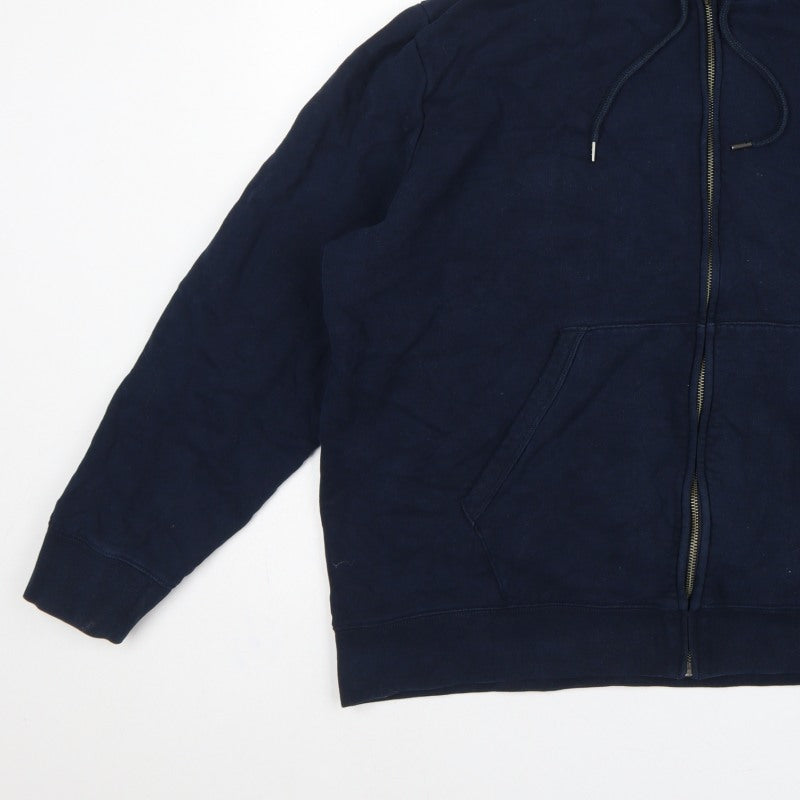 Marks and Spencer Men Navy 3XL Full Zip Hooded Cotton Hoodie Pockets