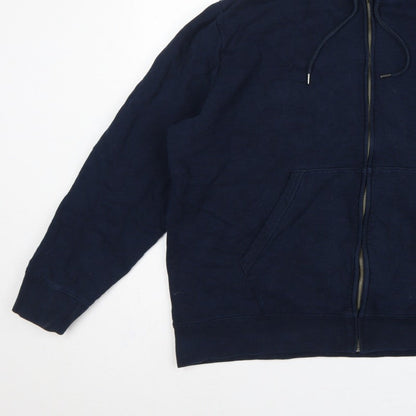 Marks and Spencer Men Navy 3XL Full Zip Hooded Cotton Hoodie Pockets