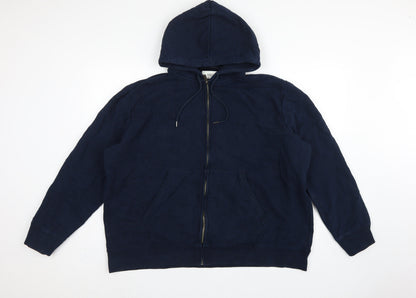 Marks and Spencer Men Navy 3XL Full Zip Hooded Cotton Hoodie Pockets