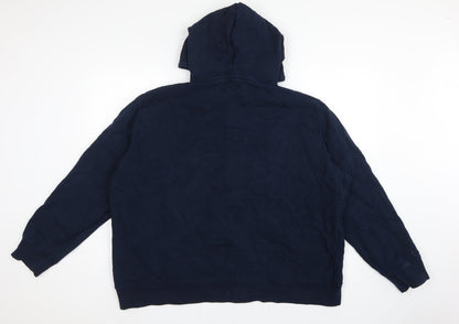 Marks and Spencer Men Navy 3XL Full Zip Hooded Cotton Hoodie Pockets