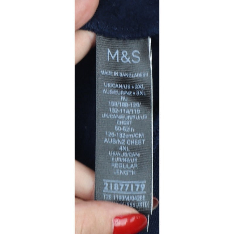 Marks and Spencer Men Navy 3XL Full Zip Hooded Cotton Hoodie Pockets