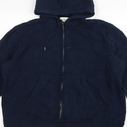 Marks and Spencer Men Navy 3XL Full Zip Hooded Cotton Hoodie Pockets