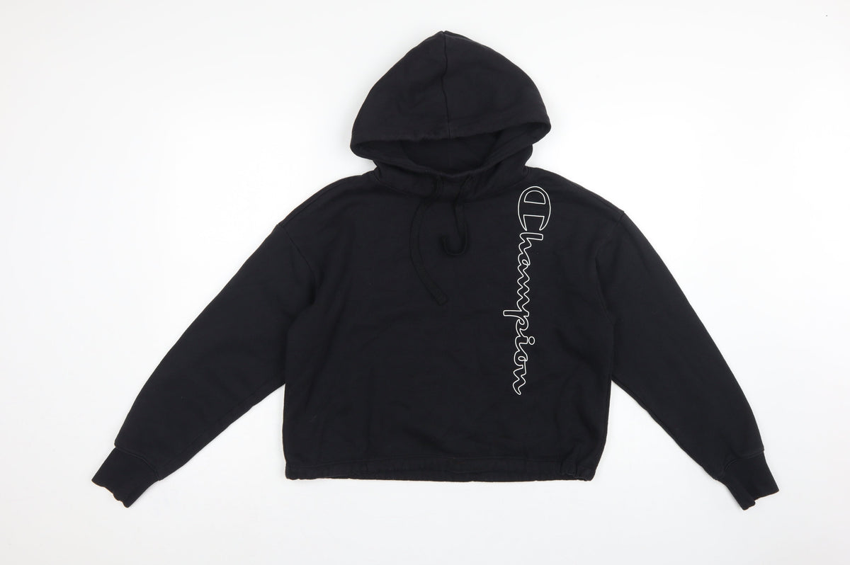 Champion Women’s Black Small Logo Print Pullover Hoodie