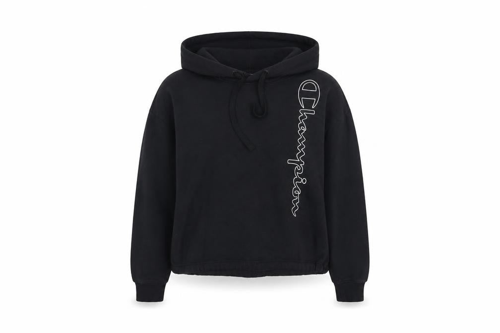Champion Women’s Black Small Logo Print Pullover Hoodie